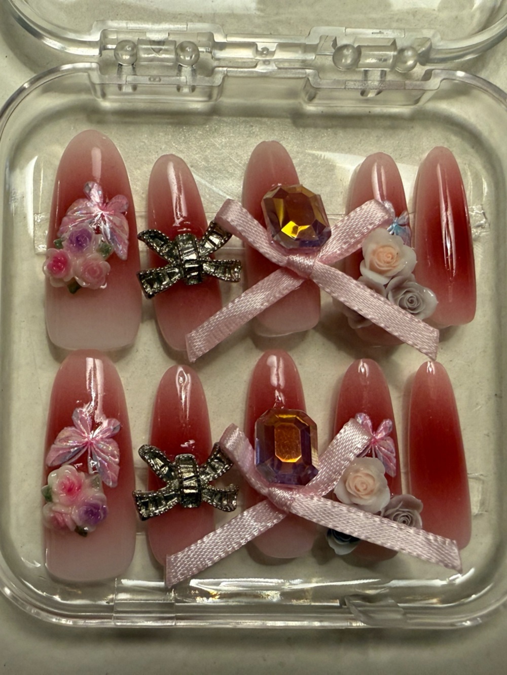 Elegant Pink Floral Nail Art Set